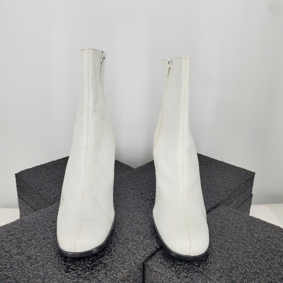 Hunt Club Women Zip Up Heeled Boots 8M Shoes White - Picture 5 of 8